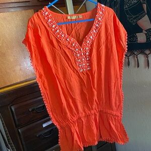 Women Valerie Stevens Red Tunic with White Detailing